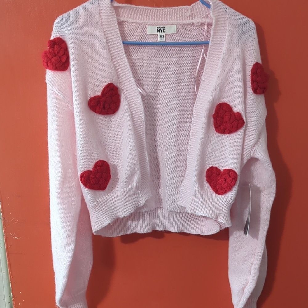 Madden Nyc xxs (00) 3D Heart Motif Cardigan